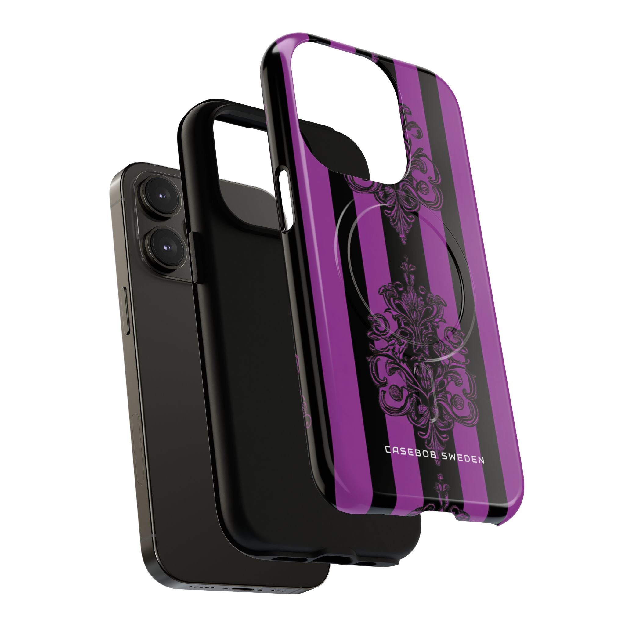 Gothic Elegance with Vertical Stripes and Ornamental Motifs iPhone 14  Tough+ Phone Case