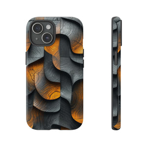 Grey Fire Orange Geometry - Protective Phone Case