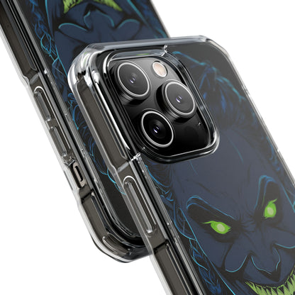 Unheimlicher, unheimlicher Charakter mit neongrünen Augen, iPhone 14 – Impact Clear+