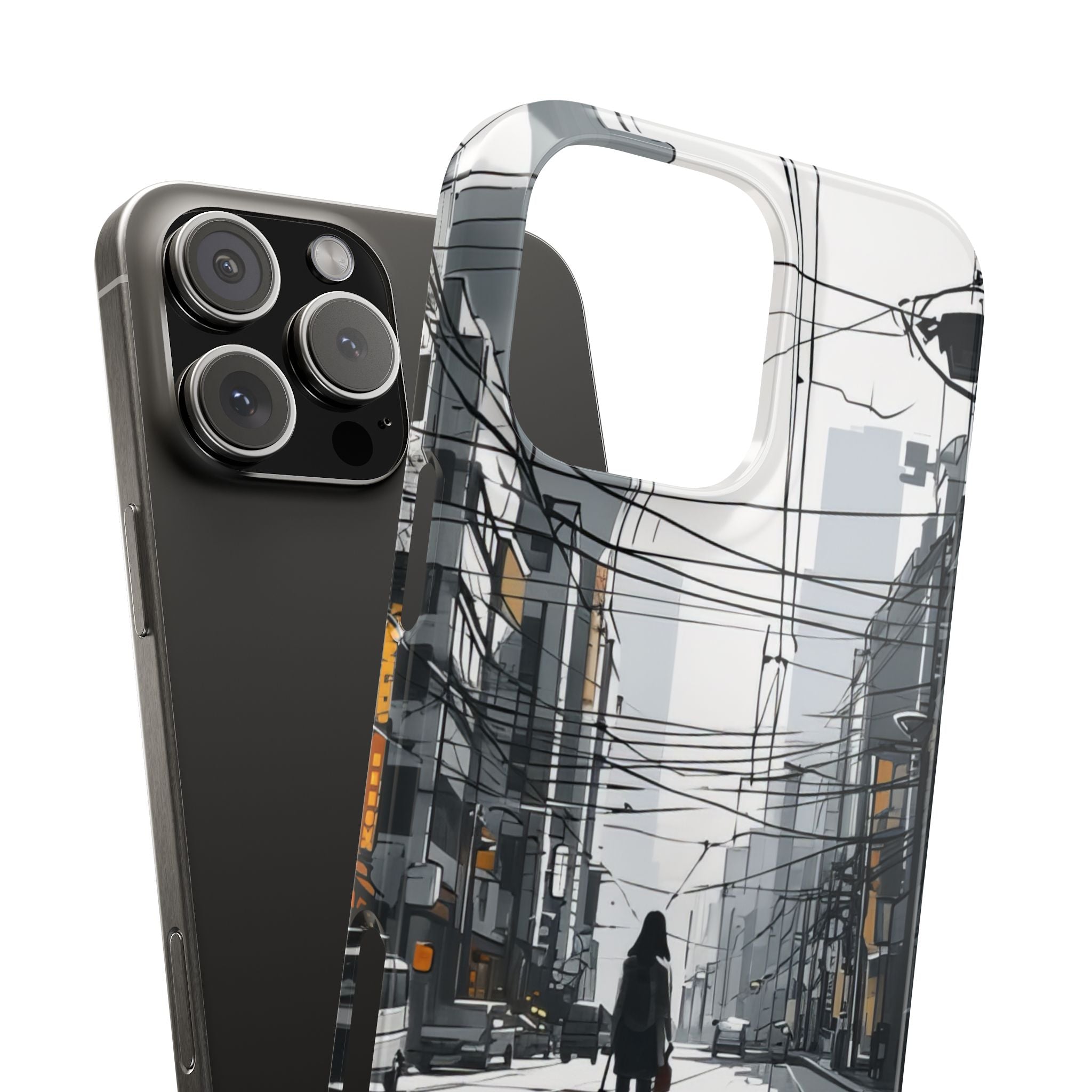 Urban Noir Streetscape iPhone 16 - Slim Phone Case