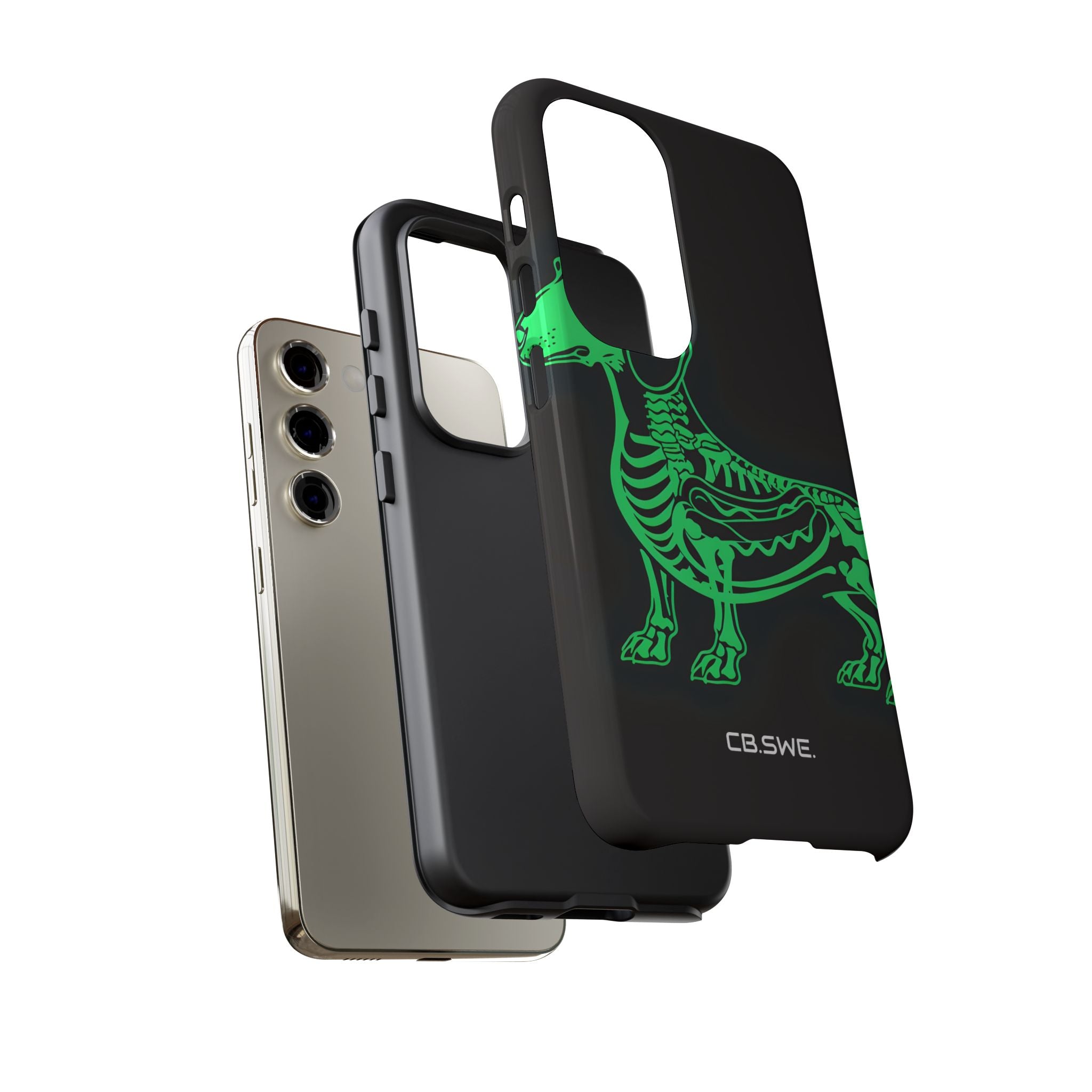 Neon Green Dachshund X-Ray Illustration Hotdog Phone Cover Samsung S23 - Tough