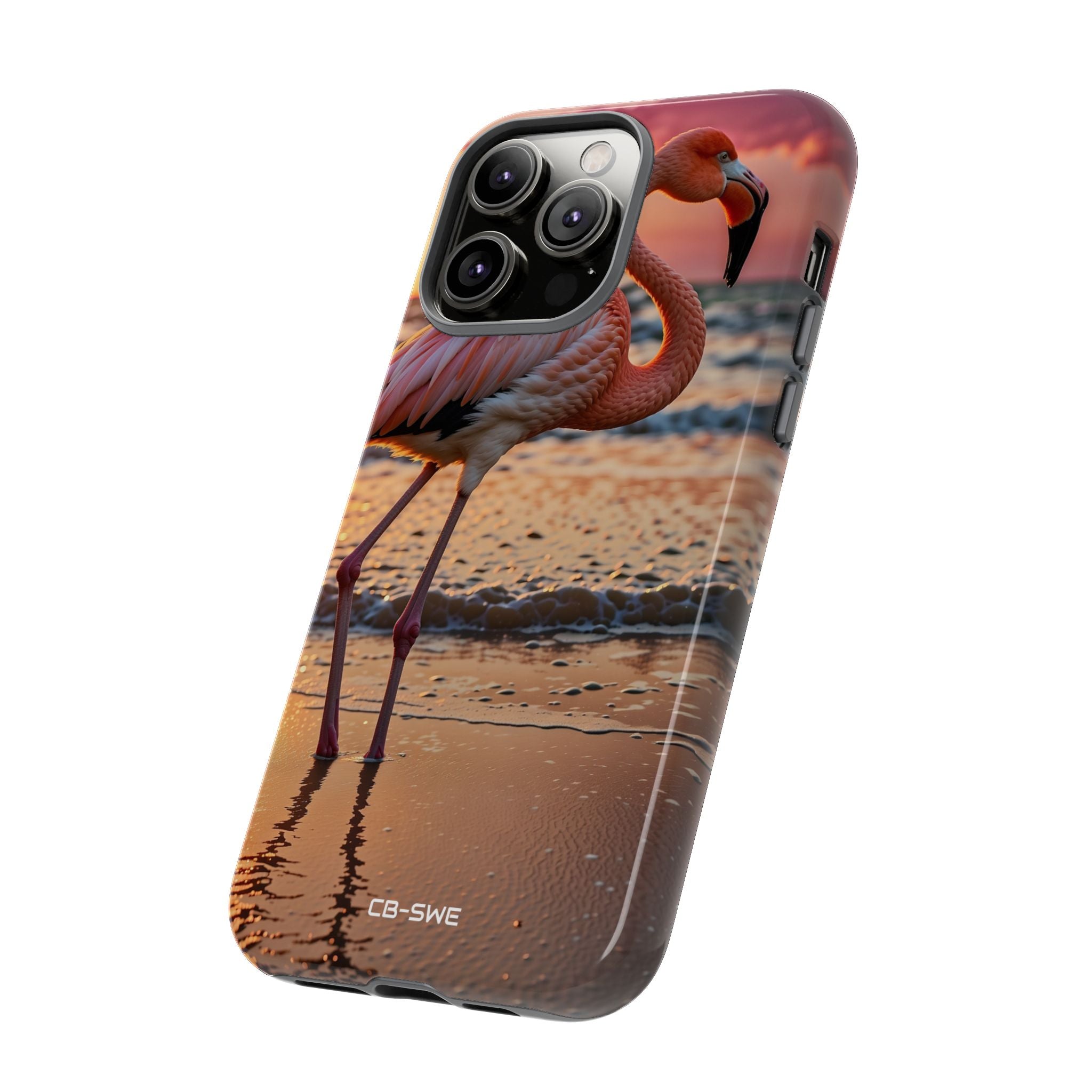 Sunset Flamingo Stand - iPhone Case