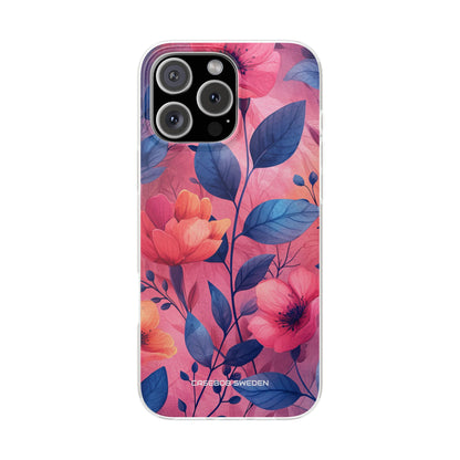 Pink Blue Floral - Flexi iPhone 16 Phone Case