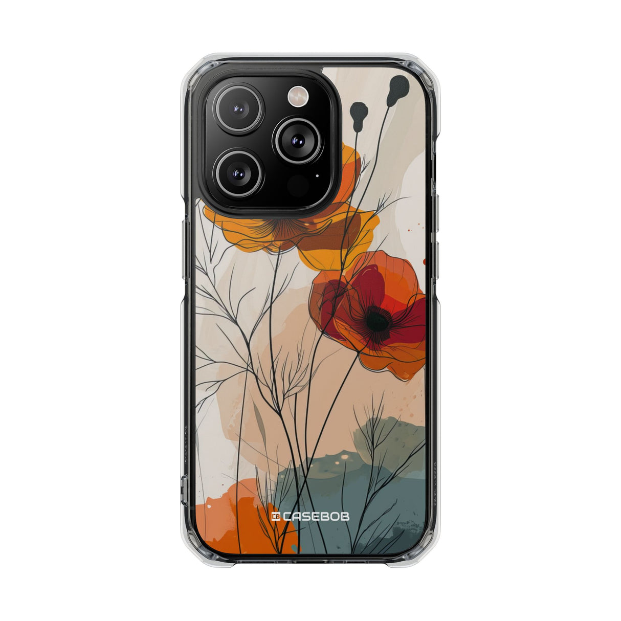 Fiery Floral Abstraction - Phone Case for iPhone (Clear Impact - Magnetic)