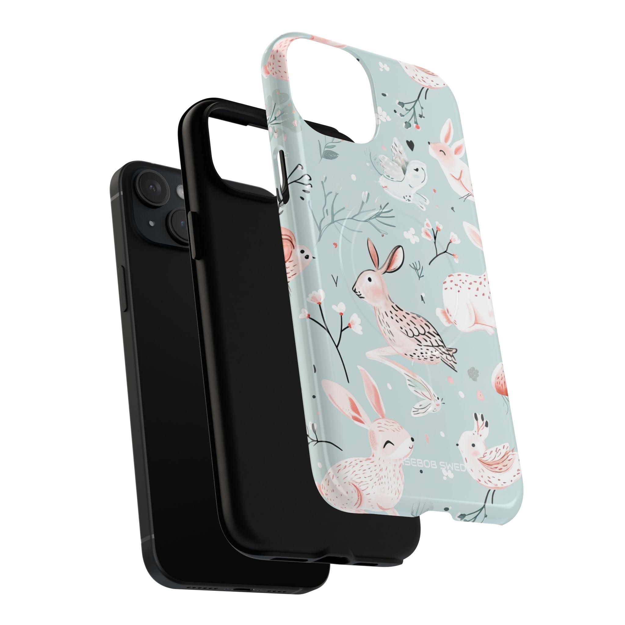 Whimsical Bunny Blossom - Tough + MagSafe® iPhone 15 Phone Case