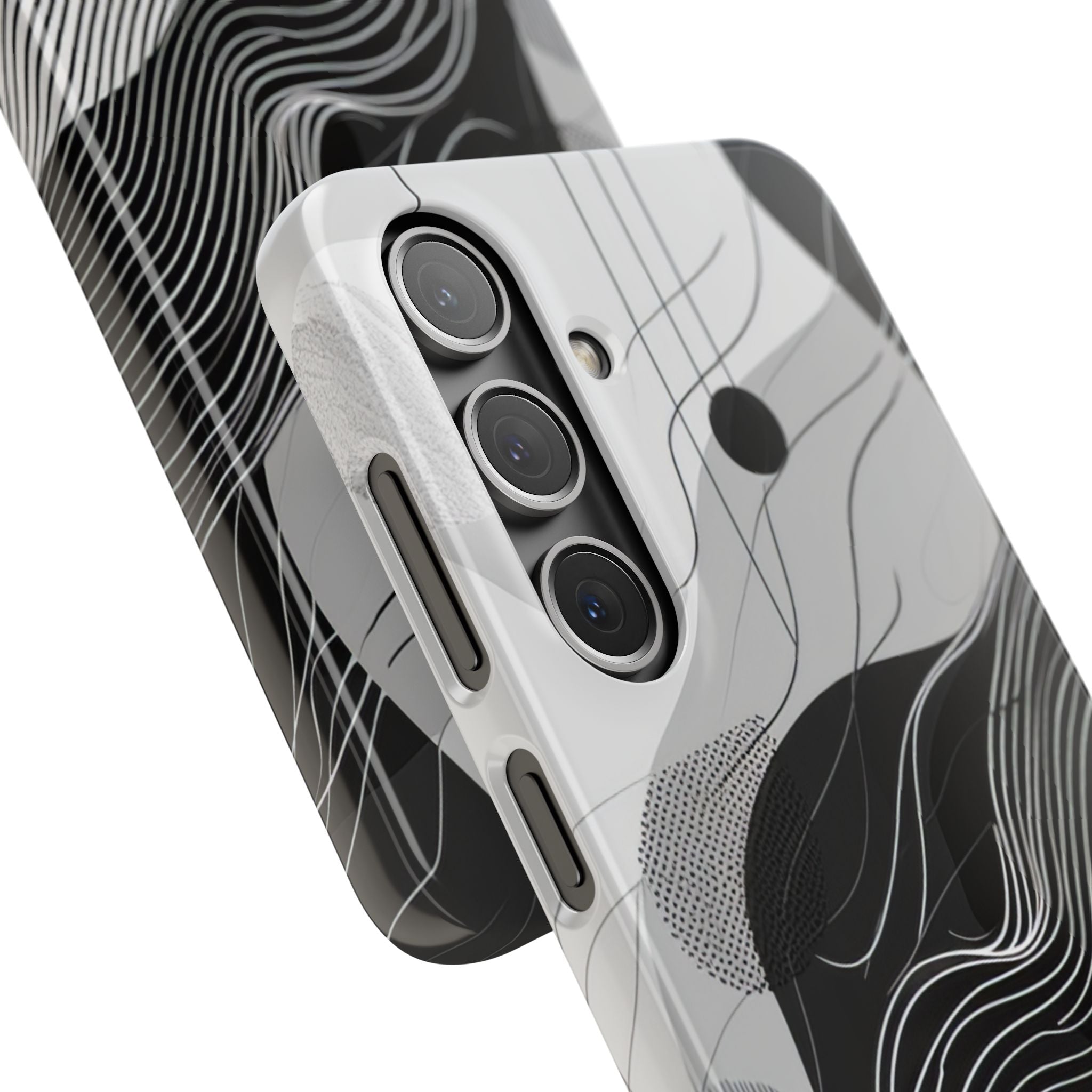 Fluid Rhythms: Monochrome Line Flow Samsung S24 - Slim Phone Case