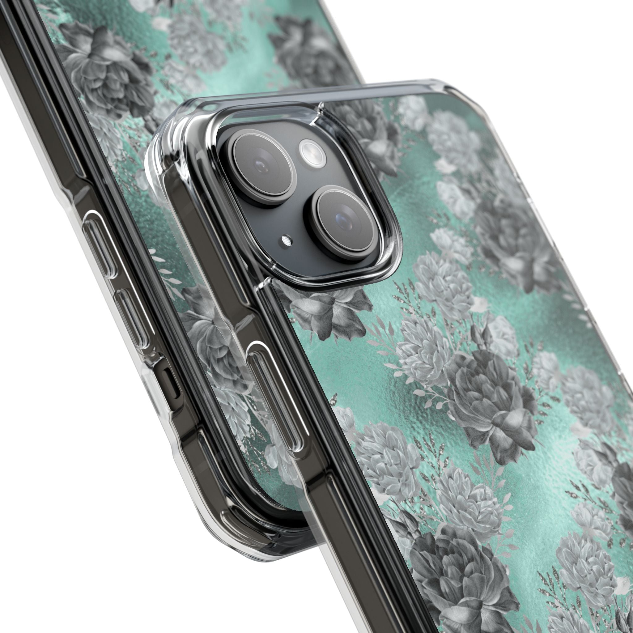 Teal Floral Elegance iPhone Case - Impact