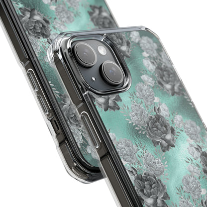 Teal Floral Elegance iPhone Case - Impact