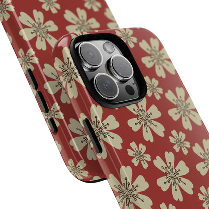 Retro Red Florals - iPhone Case