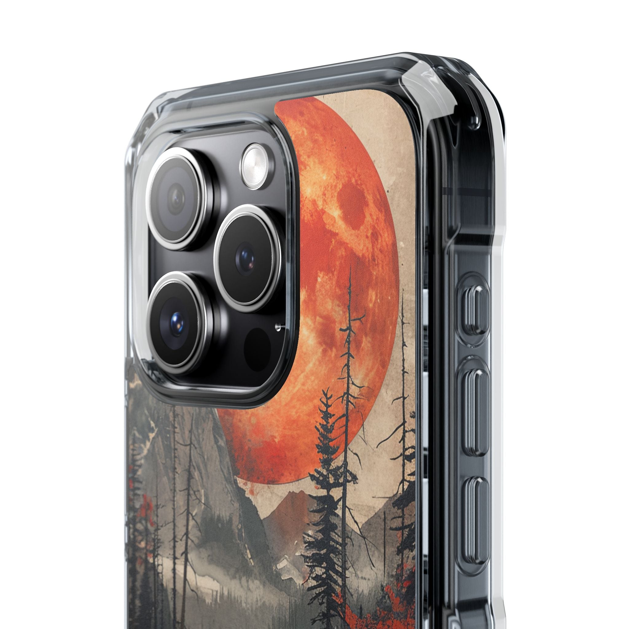 Celestial Glow Over Reflective Landscape iPhone 15 - Clear Impact Phone Case