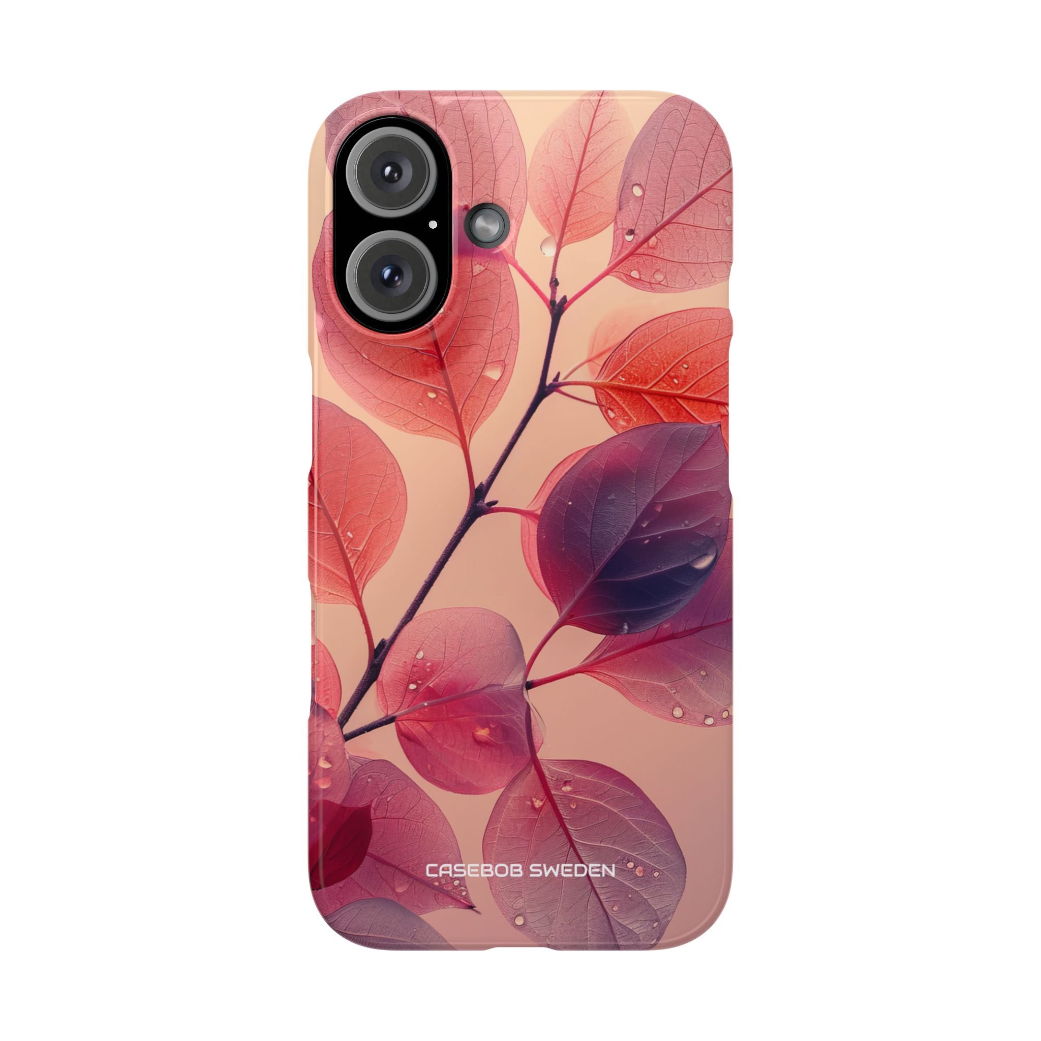 Pink Serenity Leaf Design - Slim iPhone 16 Phone Case