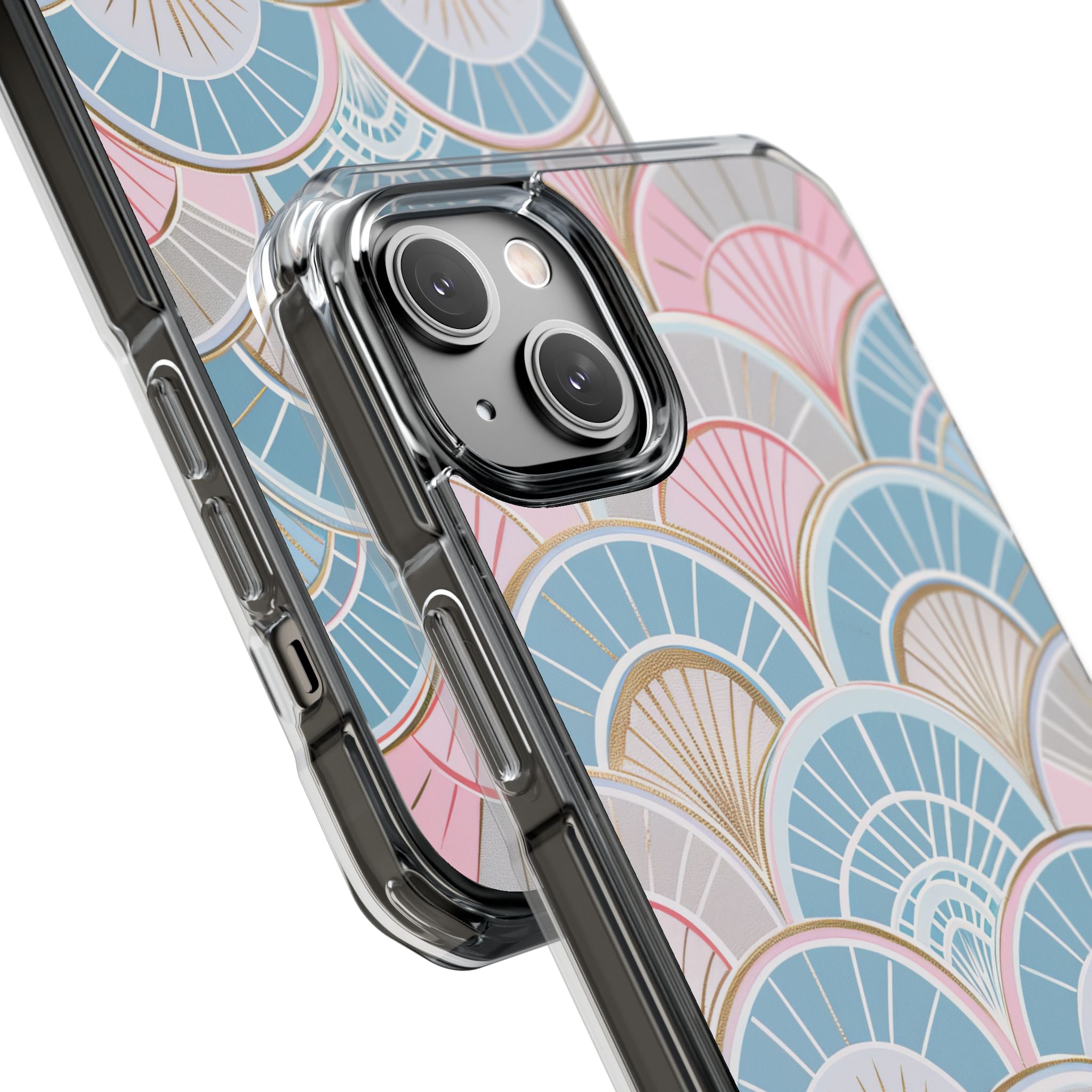 Art Deco Pastel Fan Pattern - Clear Impact iPhone 14 Phone Case