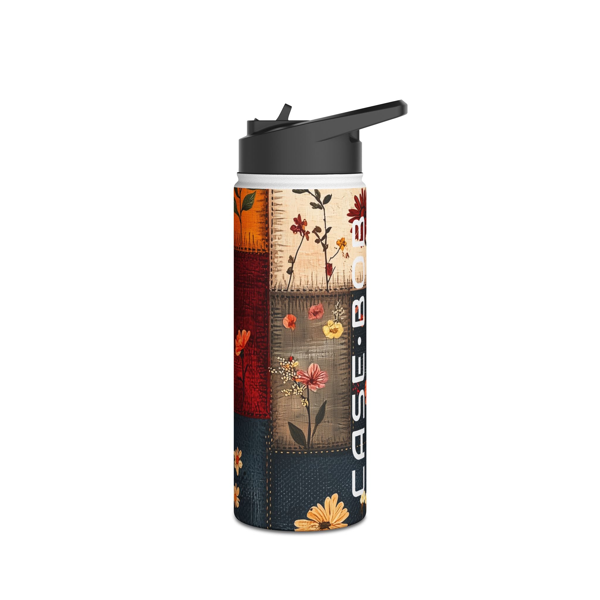 Patchwork Blooms - Stainless Steel Water Bottle