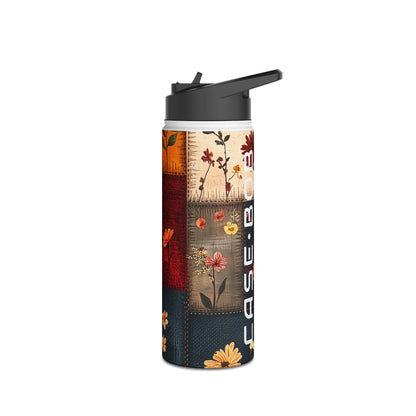 Patchwork Blooms - Stainless Steel Water Bottle