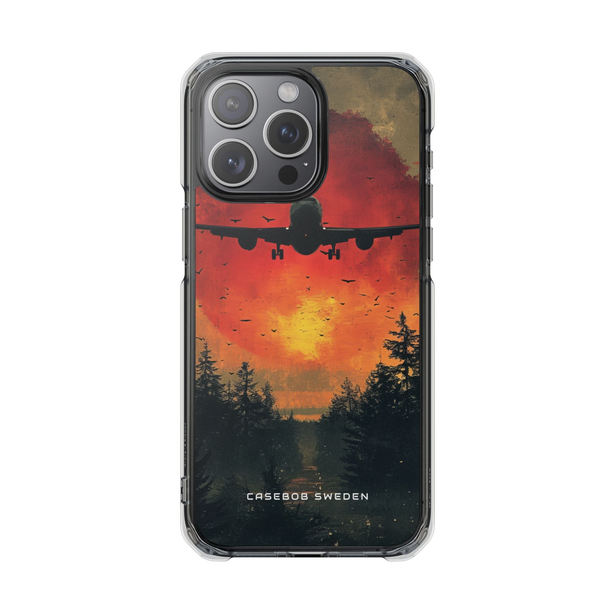 Vintage Sunset Airplane Silhouette iPhone 15 - Clear Impact Phone Case