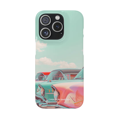 Vintage Turquoise Cars - Slim iPhone 15 Phone Case