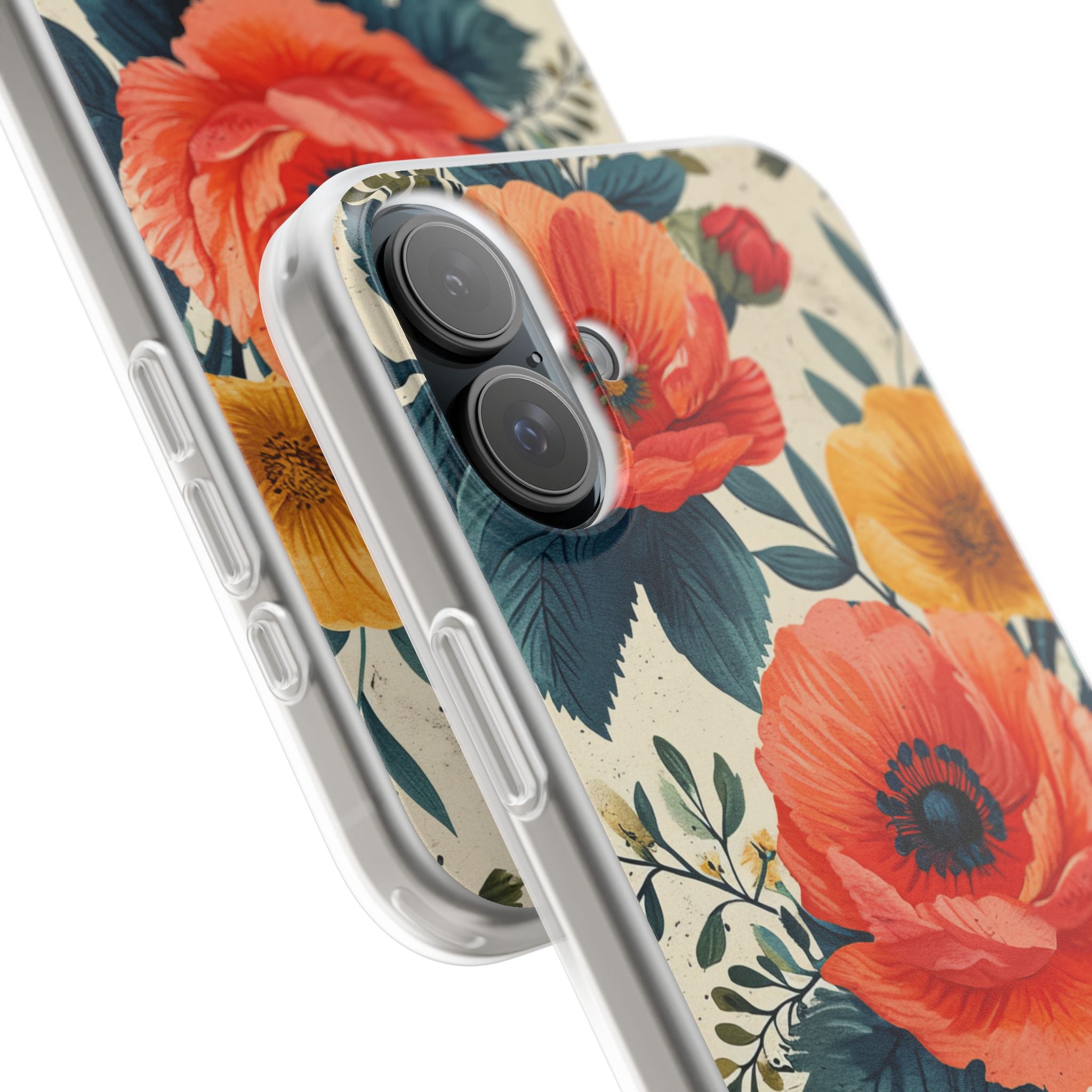 Vibrant Botanical Poppies - Flexi iPhone 16 Phone Case