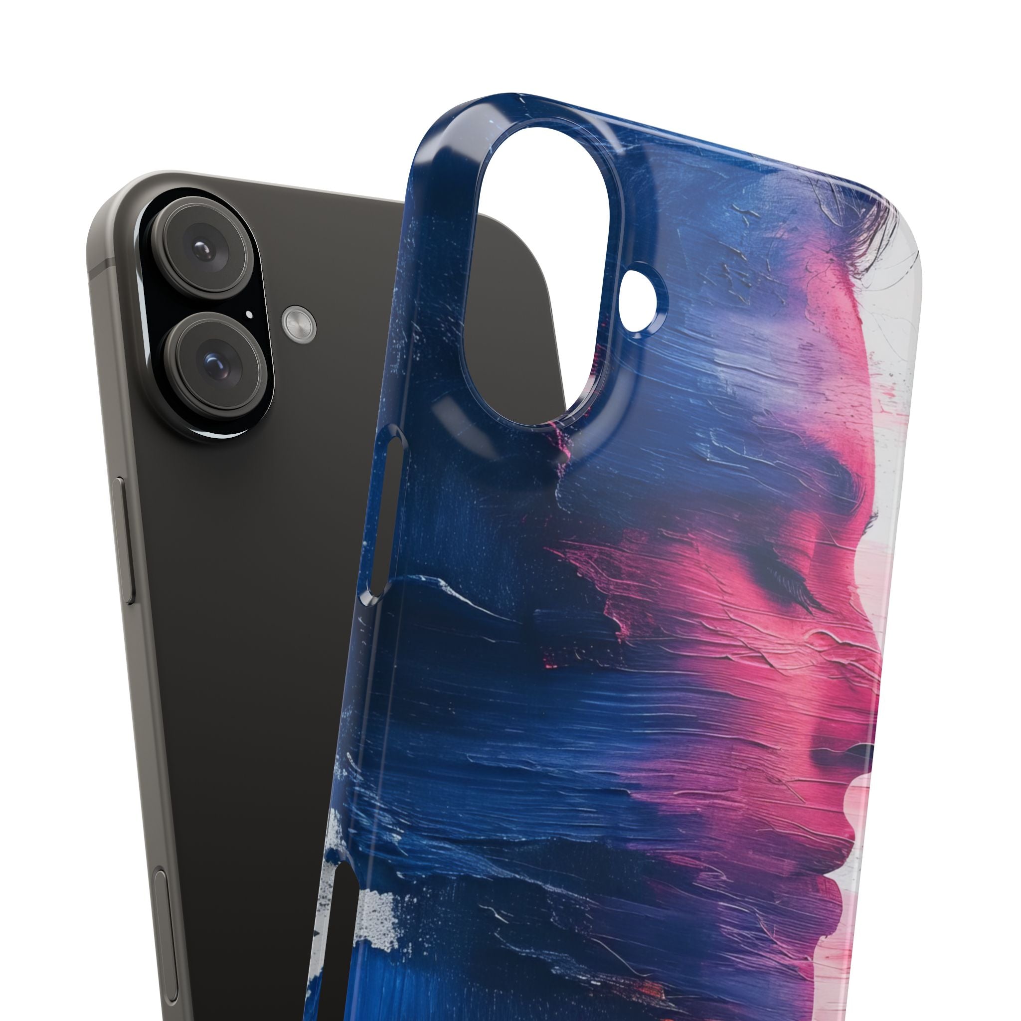 Blue Magenta Portrait - Slim iPhone 16 Phone Case