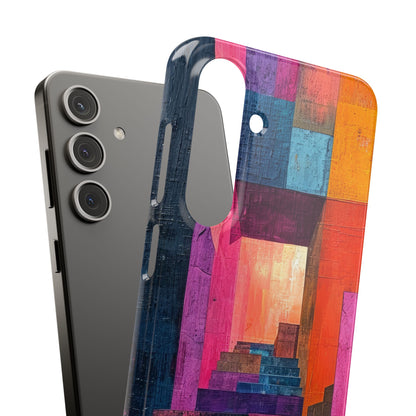 Pink Orange Geometry - Slim Samsung S24 Phone Case