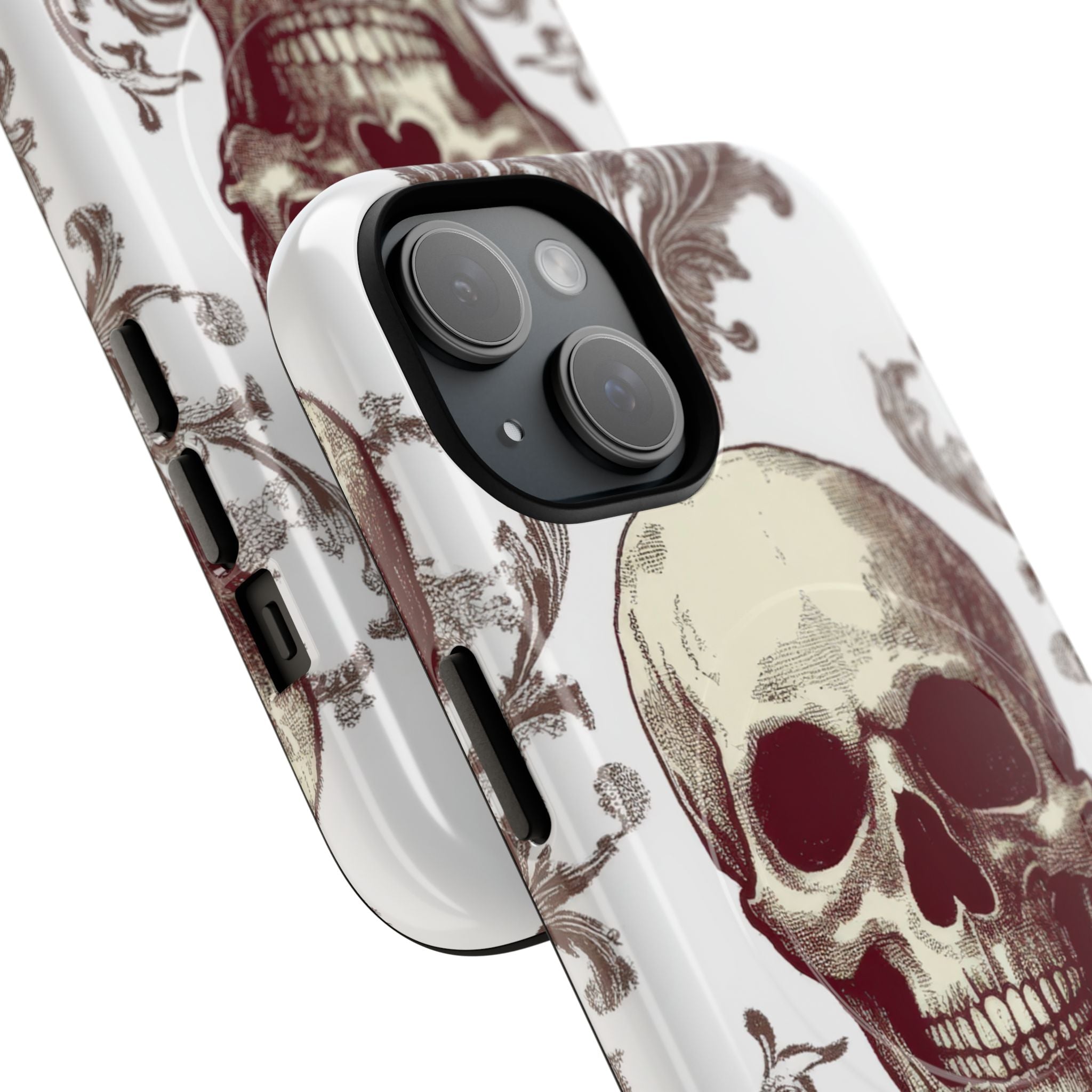 Gothic Skulls and Ornate Foliage iPhone 15 | Tough+ Phone Case