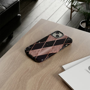 Pink Black Geometric - Protective Phone Case