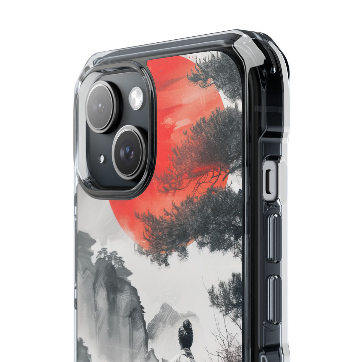 Serene Samurai Sunrise - Phone Case for iPhone (Clear Impact - Magnetic)