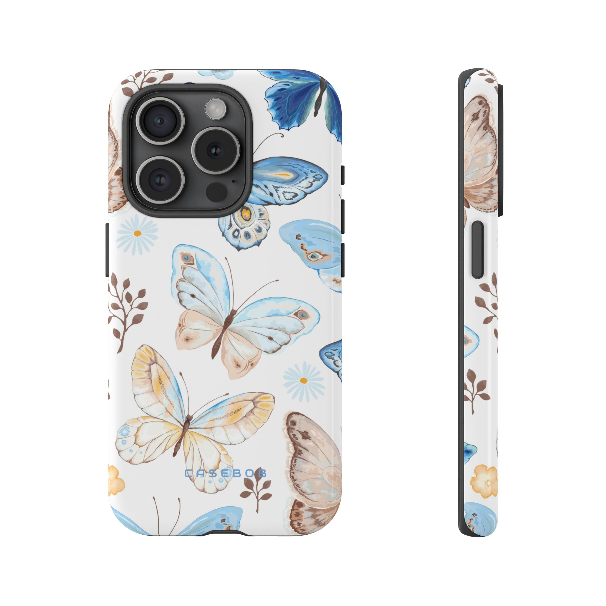 Flying Butterflies, Blue and Yellow iPhone case - Protective Phone Case