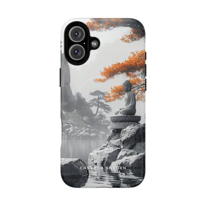 Zen Serenity: Tranquil Landscape with Buddha and Pagoda iPhone 16 | Tough+ Phone Case