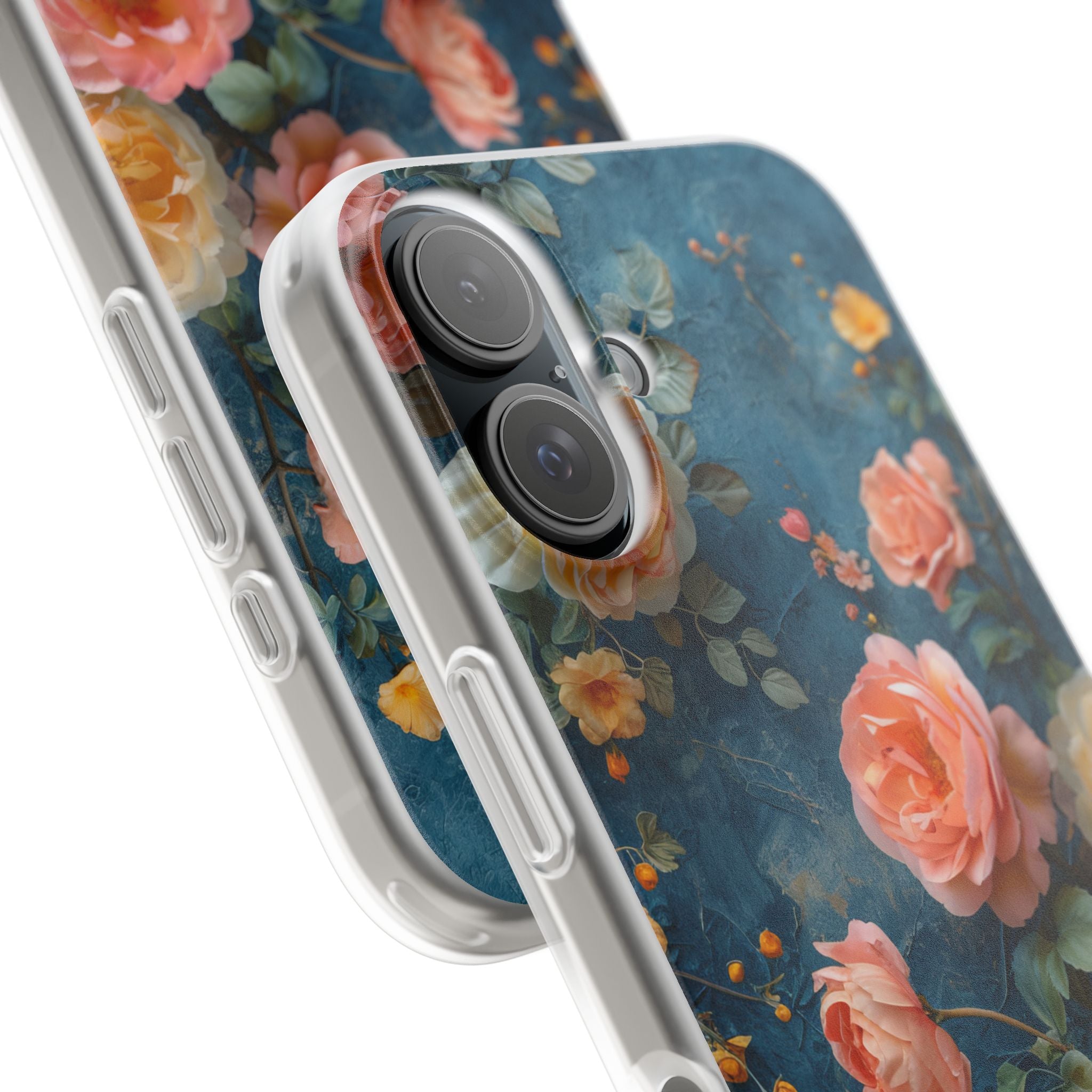 Blue Floral Elegance - Flexi iPhone 16 Phone Case