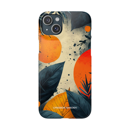 Tropical Blue Leaves - Slim iPhone 15 Phone Case