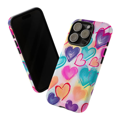 Hearts Dance Playfully - iPhone Case