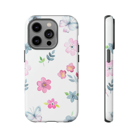 Vintage flowers and butterflies iPhone case (Protective) - Protective Phone Case