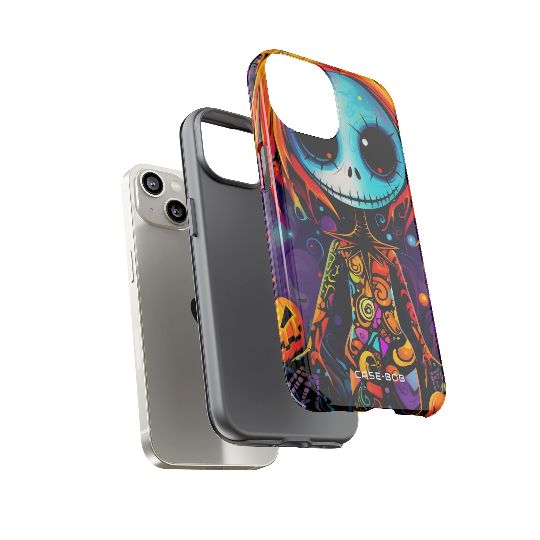Blue Skull Swirl iPhone 14 Case - Tough