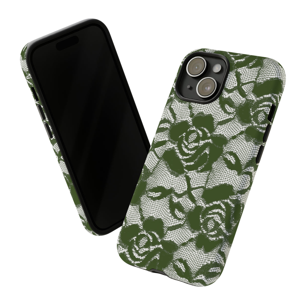 Green Lace Gothic Flower - Protective Phone Case