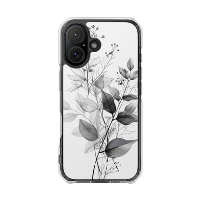 Veined Leaves Gray iPhone 15 Case - Impact