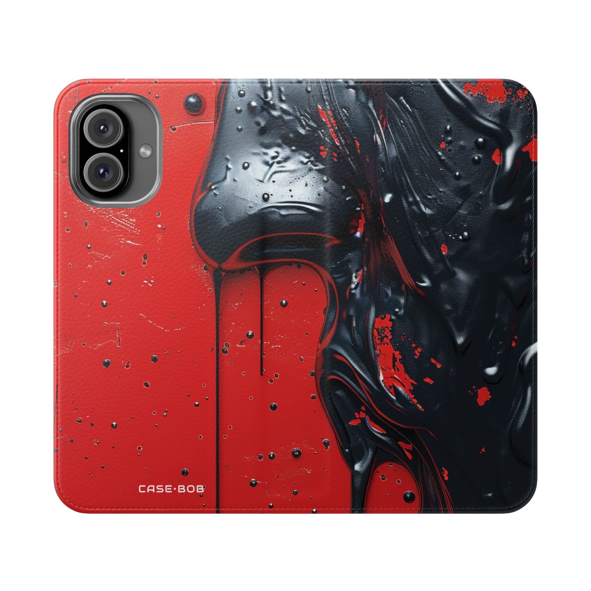 Glossy Black Face - iPhone 16 Plus Case - Wallet