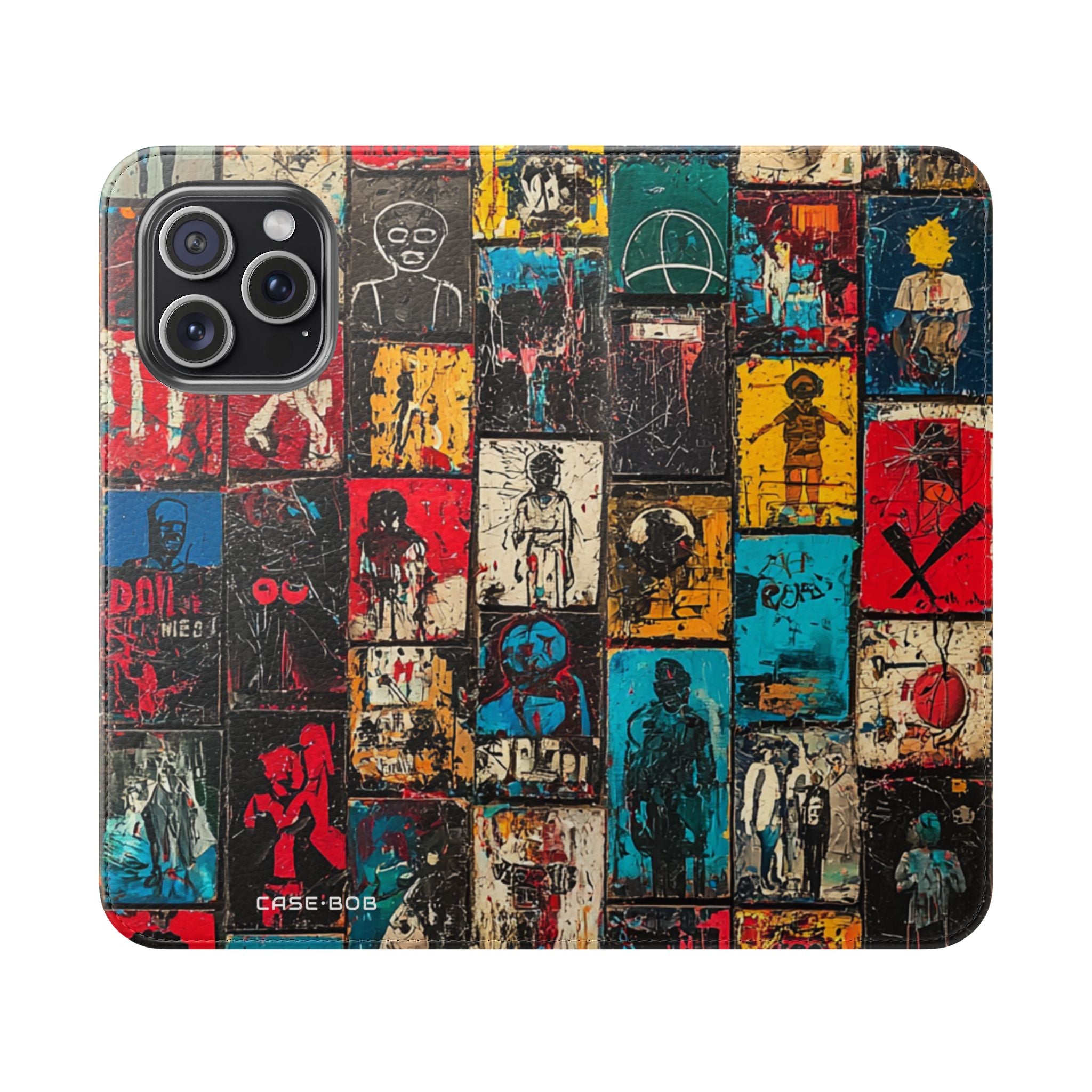 Portrait Grid Crimson - iPhone 15 Pro Max Case - Wallet