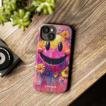 Smiley Bloom iPhone 15 Case - Tough