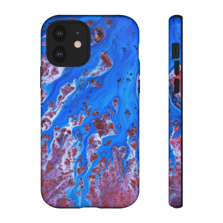 Bright Blue Ink Art iPhone Case (Protective) iPhone 12 Glossy Phone Case