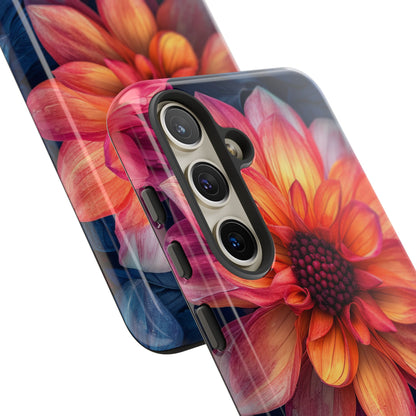 Floral Harmony Orange Blue - Tough Samsung S24 Phone Case