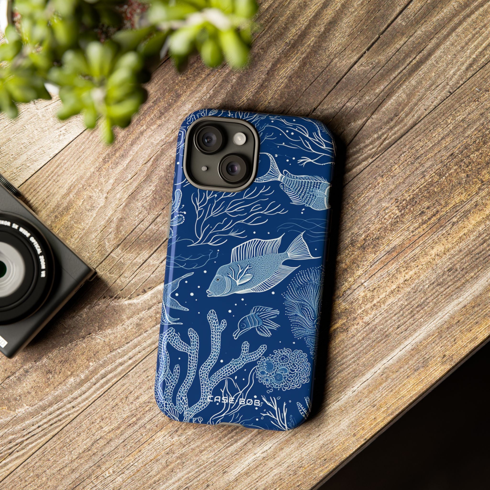 Navy Scale Reef iPhone 15 Case - Tough