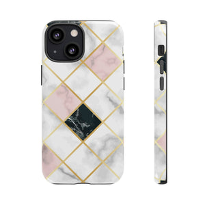 Pink Marble Geometric iPhone Case (Protective) iPhone 13 Mini Glossy Phone Case