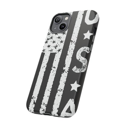 Black n White U.S Flag - Protective Phone Case