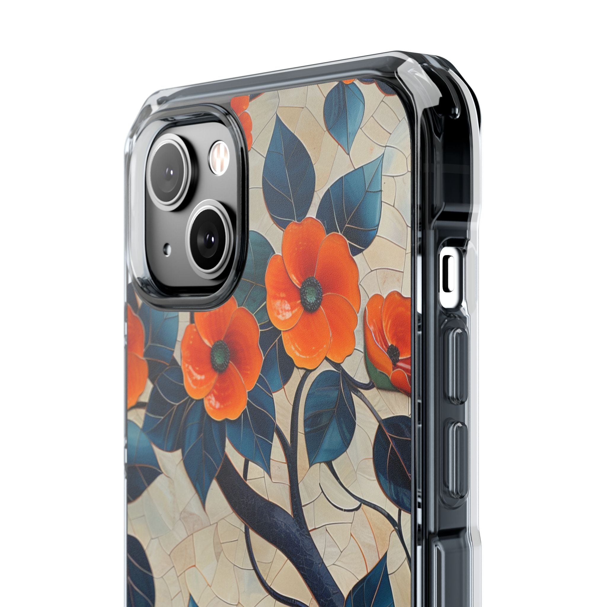 Orange Blossoms Mosaic Harmony iPhone 14 - Clear Impact Phone Case