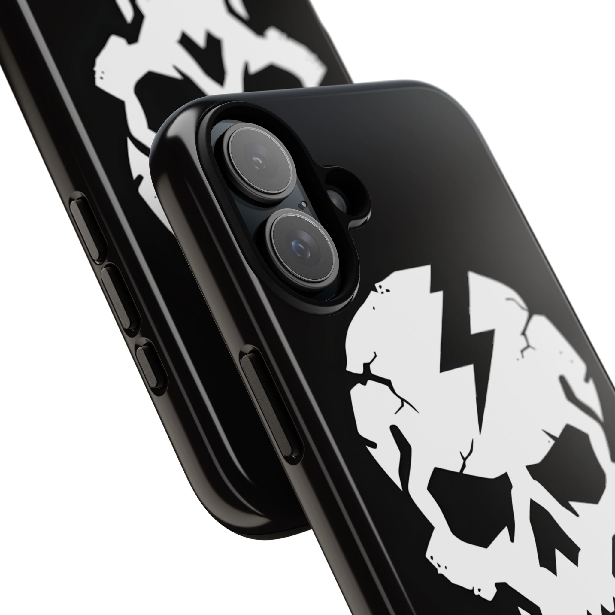 Minimalist White Skull Lightning Bolt Icon iPhone 16 - Tough