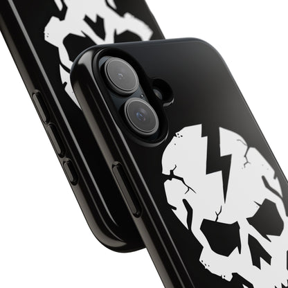 Minimalist White Skull Lightning Bolt Icon iPhone 16 - Tough