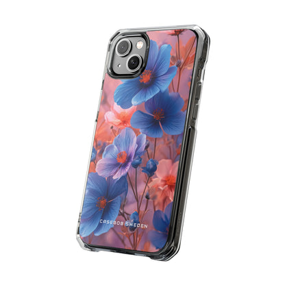 Harmonious Blooming Blues and Pinks iPhone 14 - Clear Impact Phone Case