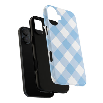 Soft Blue Gingham Elegance - iPhone Case