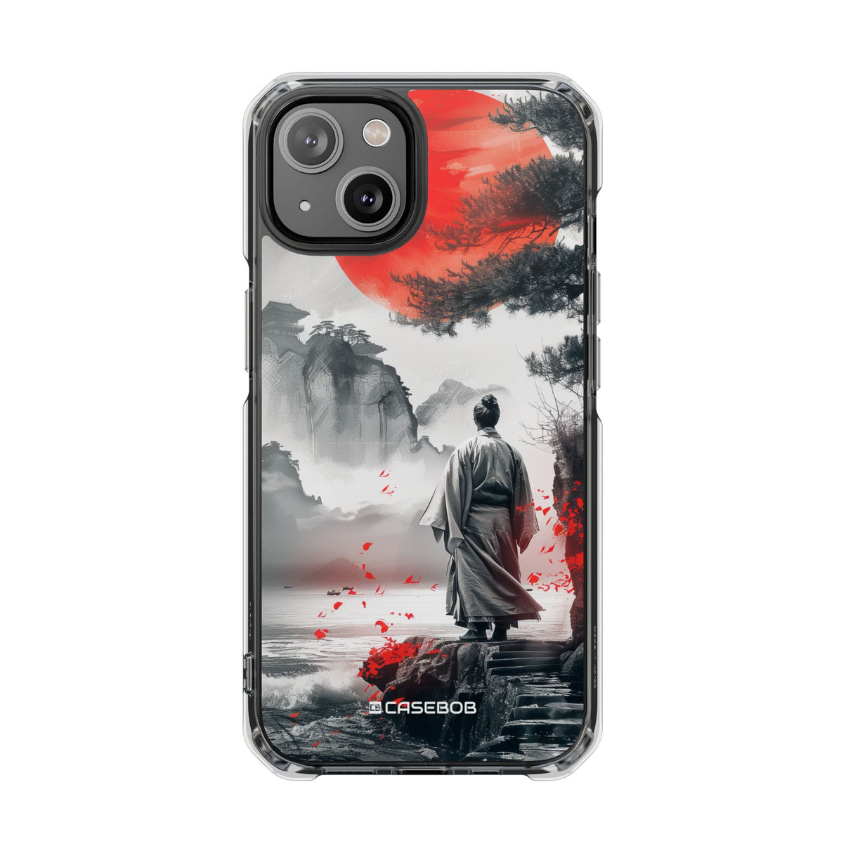 Serene Samurai Sunrise - Phone Case for iPhone (Clear Impact - Magnetic)