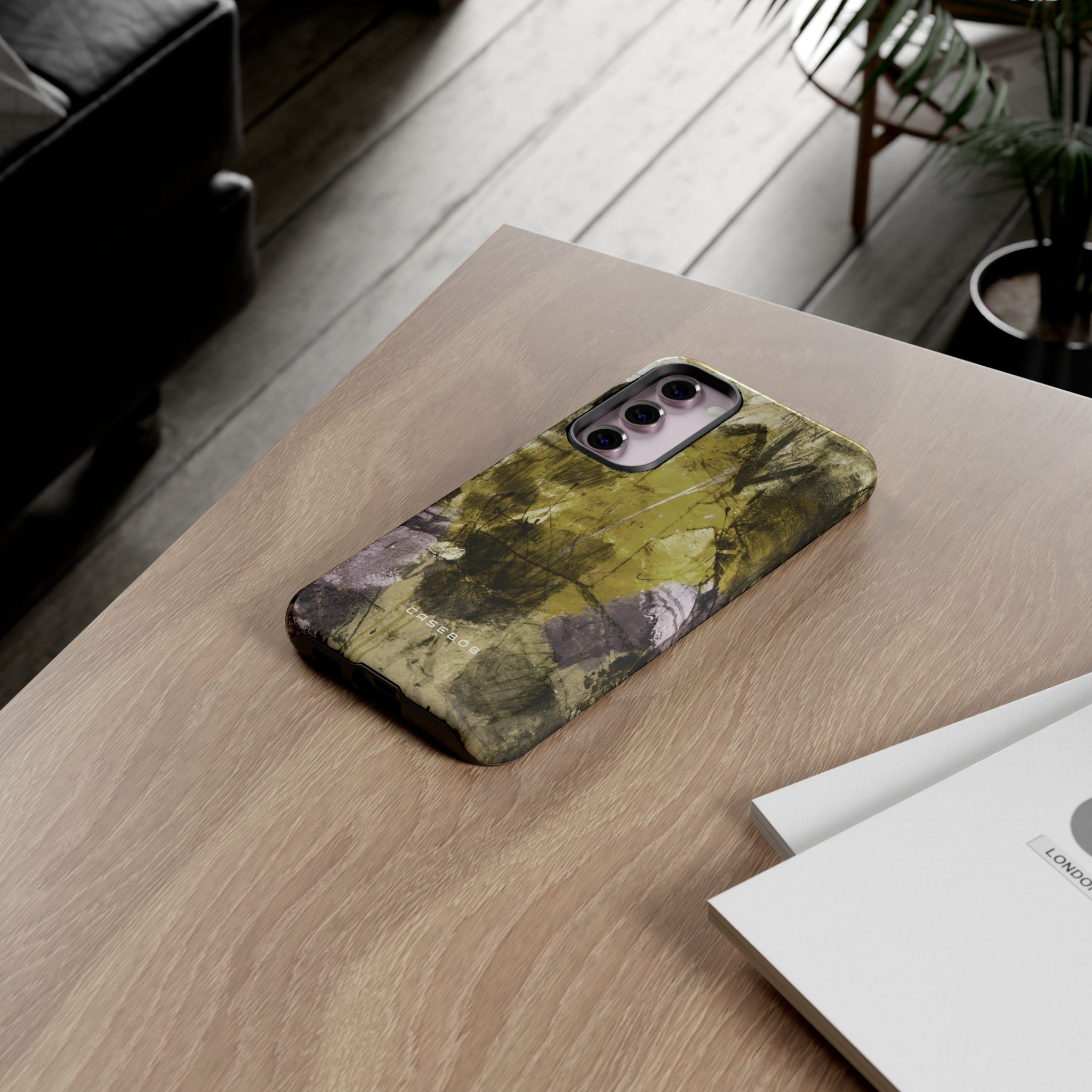 Yellow Grunge Art Phone Case - Protective Phone Case